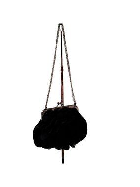 Velvet Flower Crossbody Evening Coin Purses Party Clutch Vintage Handbag Black